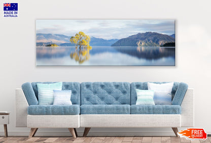 Panoramic Canvas Tree in Lake Scenic High Quality 100% Australian Made Wall Canvas Print Ready to Hang