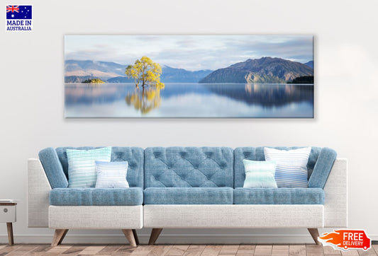 Panoramic Canvas Tree in Lake Scenic High Quality 100% Australian Made Wall Canvas Print Ready to Hang