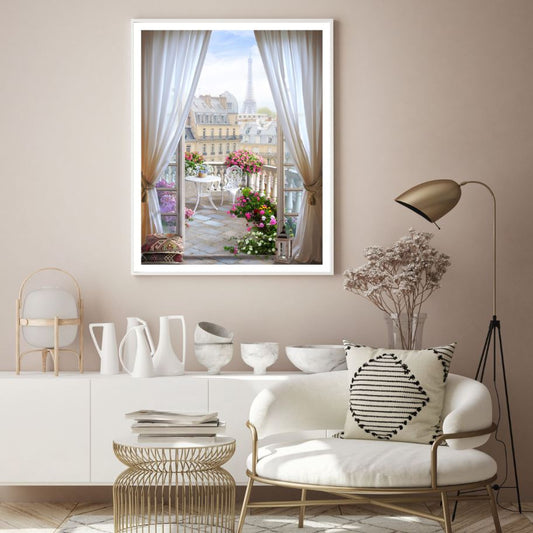 Eiffel Tower View form Balcony Home Decor Premium Quality Poster Print Choose Your Sizes