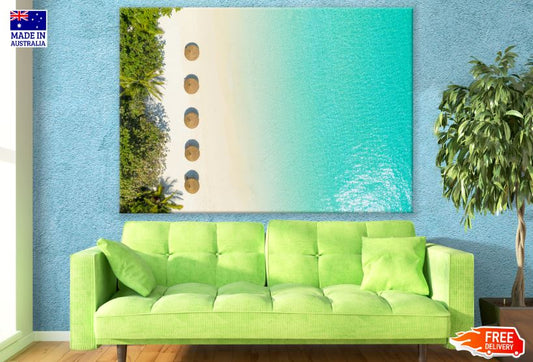 Beach Huts & Blue Sea Aerial View Photograph Print 100% Australian Made