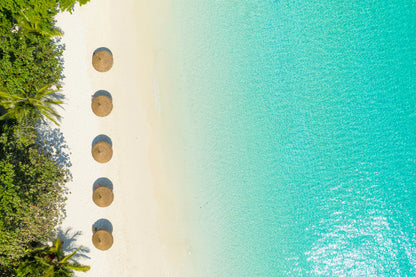 Beach Huts & Blue Sea Aerial View Photograph Print 100% Australian Made