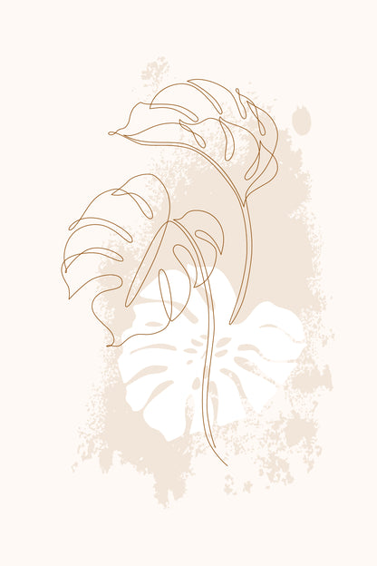 Leaves Pink & Gold Line Art Home Decor Premium Quality Poster Print Choose Your Sizes