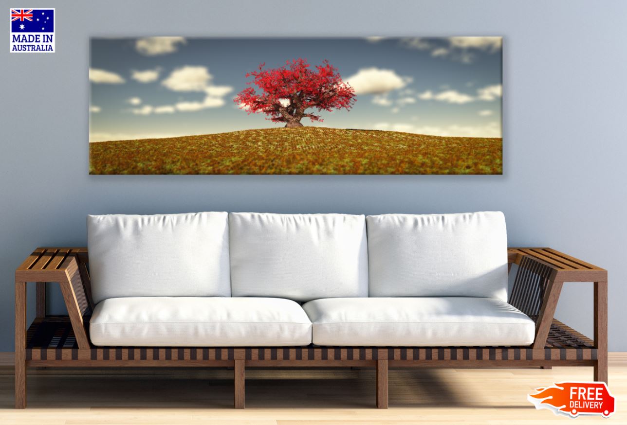 Panoramic Canvas Tree on Hill Scenic High Quality 100% Australian Made Wall Canvas Print Ready to Hang