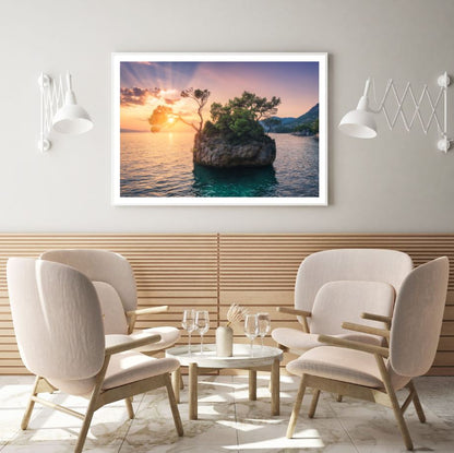 Island on Sea Scenery Photograph Home Decor Premium Quality Poster Print Choose Your Sizes
