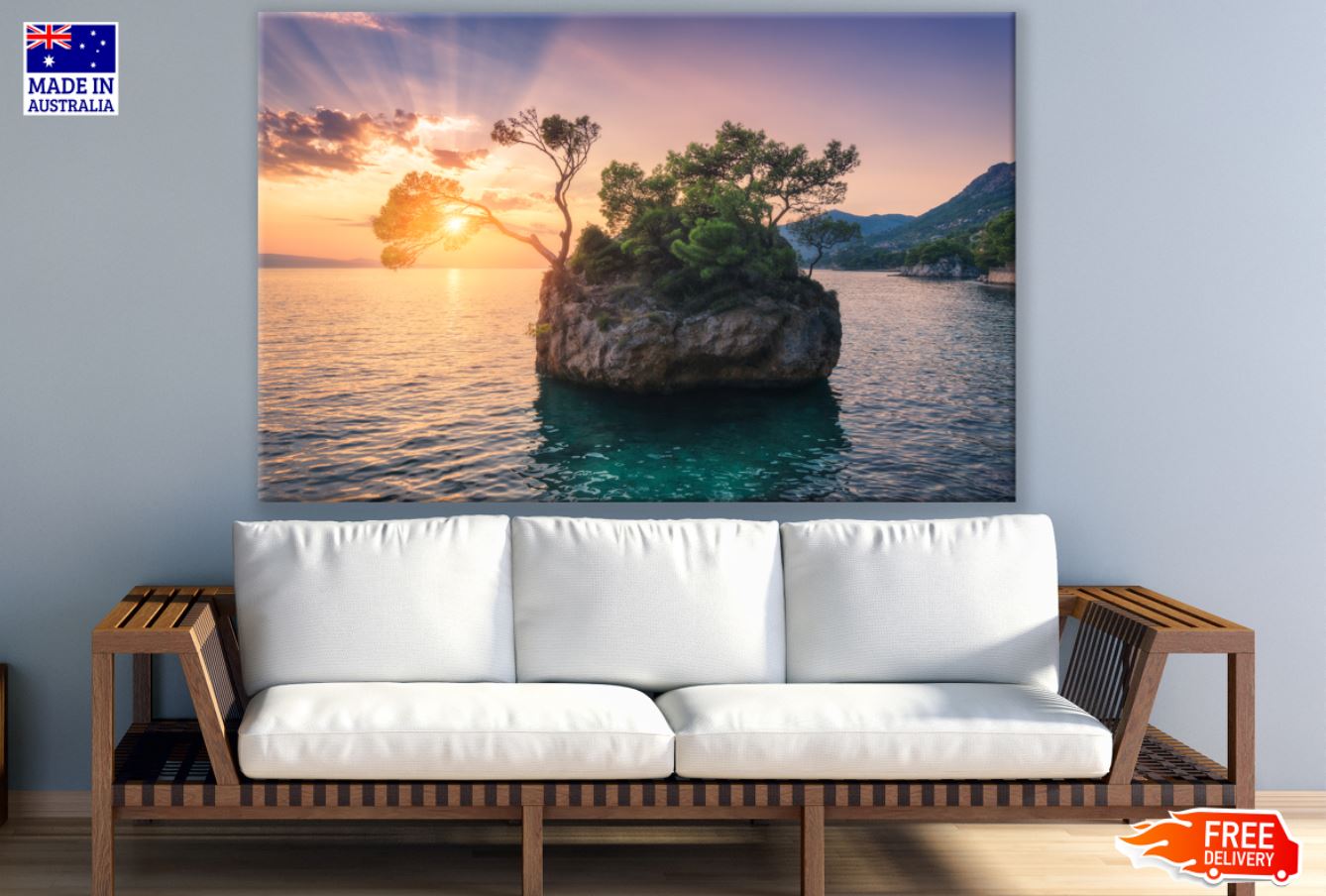 Island on Sea Scenery Photograph Print 100% Australian Made