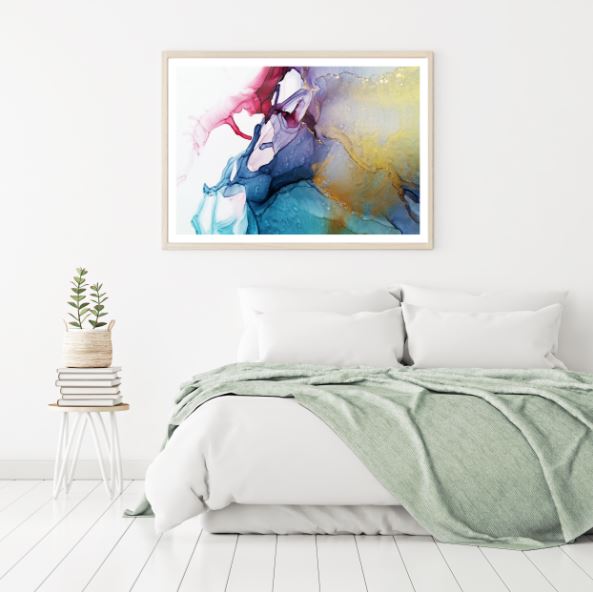 Blue Gold & Pink Abstract Design Home Decor Premium Quality Poster Print Choose Your Sizes