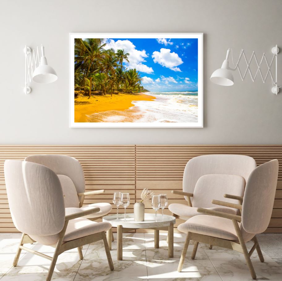 Palm Trees on Beach Photograph Home Decor Premium Quality Poster Print Choose Your Sizes