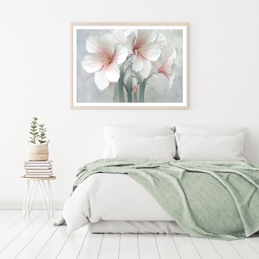 White 3D Flowers Design Home Decor Premium Quality Poster Print Choose Your Sizes