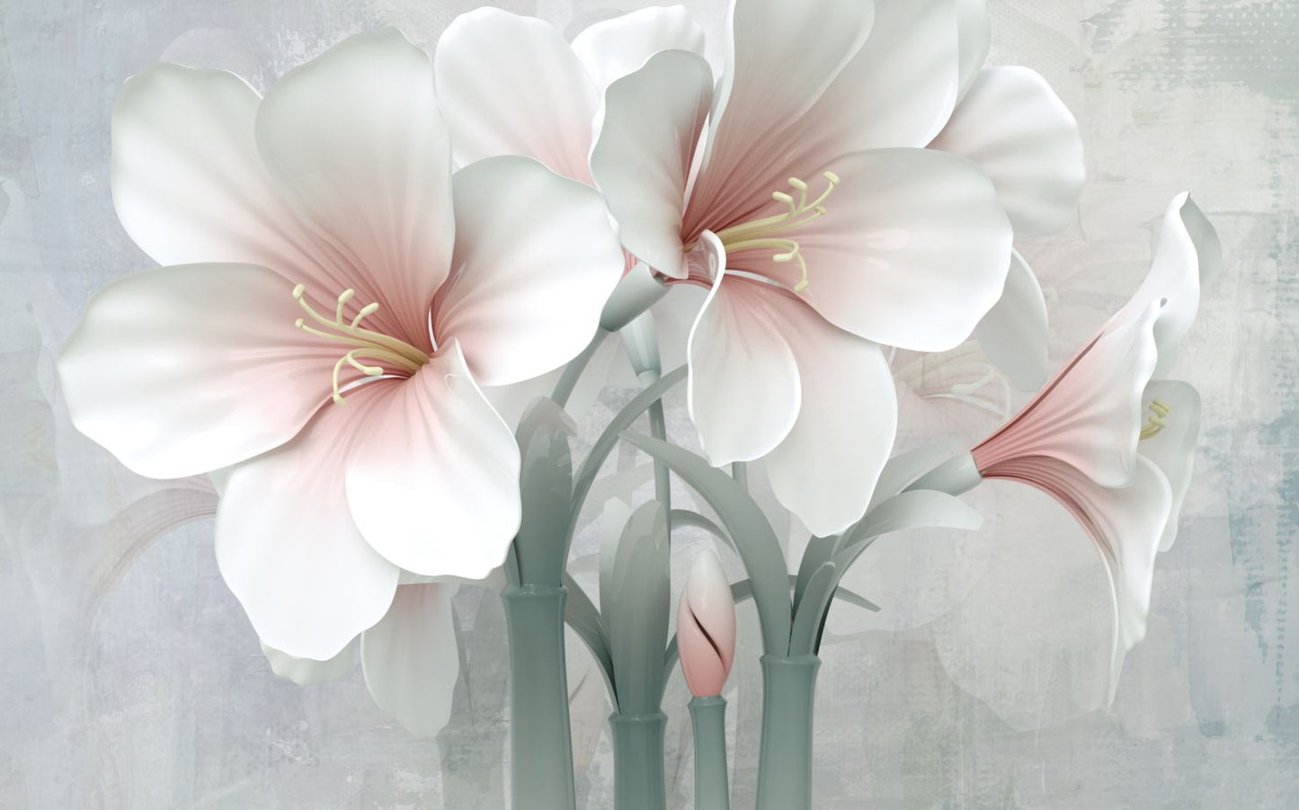 White 3D Flowers Design Home Decor Premium Quality Poster Print Choose Your Sizes