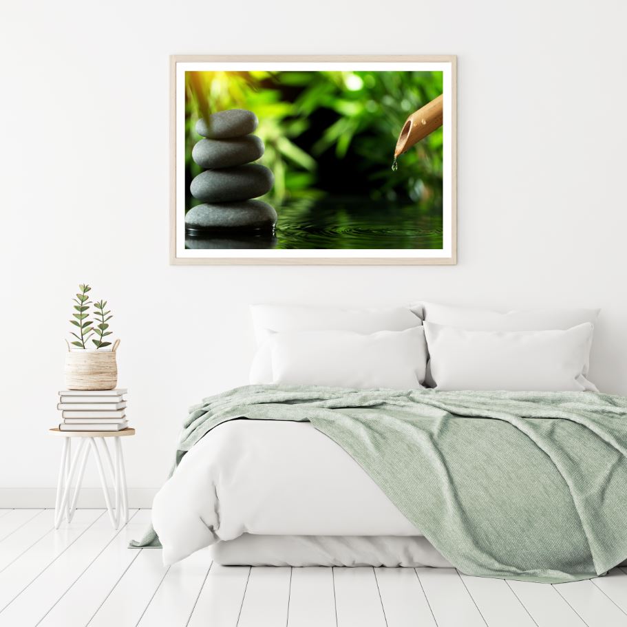 Zen Stones on Water Photograph Home Decor Premium Quality Poster Print Choose Your Sizes