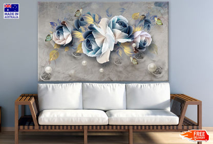 Blue & White Floral Design Print 100% Australian Made
