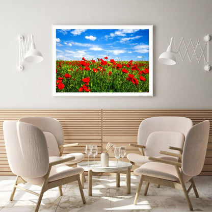 Red Flower Field Photograph Home Decor Premium Quality Poster Print Choose Your Sizes