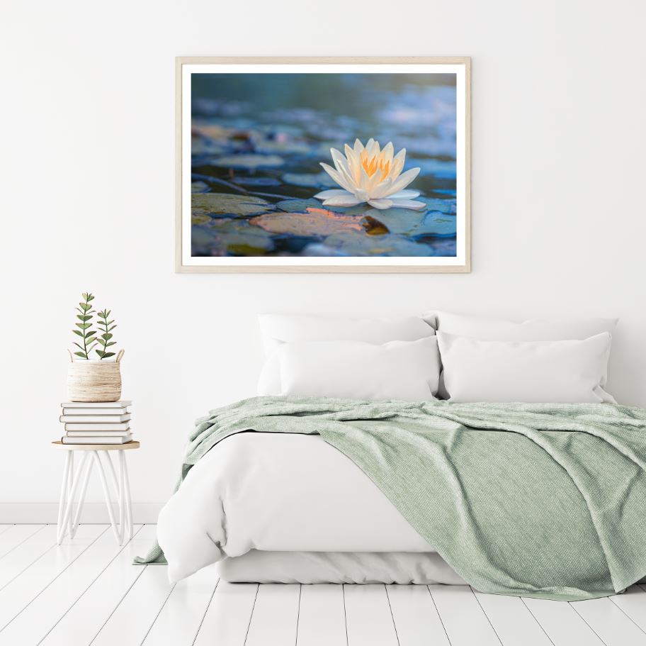 Lotus Flower on Water Photograph Home Decor Premium Quality Poster Print Choose Your Sizes