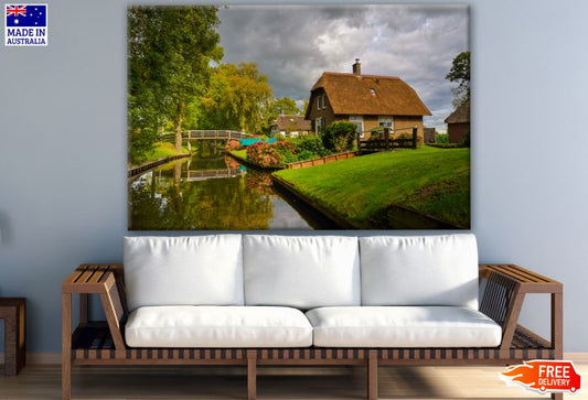 Village House Near Canal Photograph Print 100% Australian Made