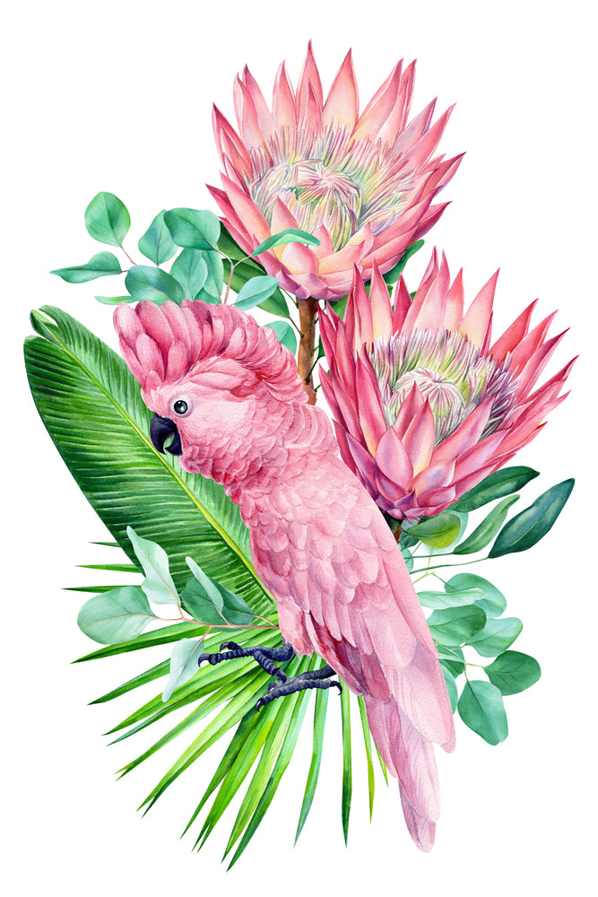 Bird with Flowers Watercolor Art Print 100% Australian Made