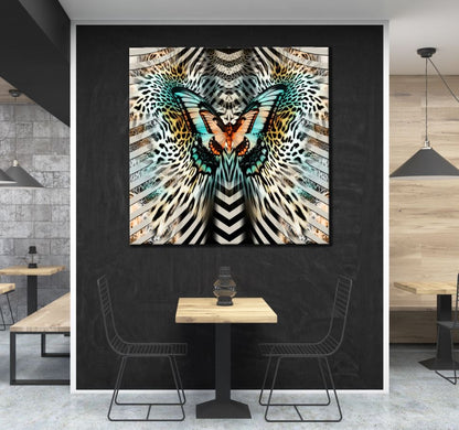 Square Canvas Butterfly & Abstract Design High Quality Print 100% Australian Made