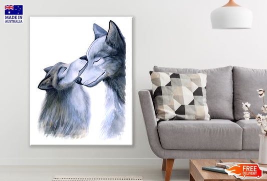 Wolf & Cub Watercolor Painting Print 100% Australian Made