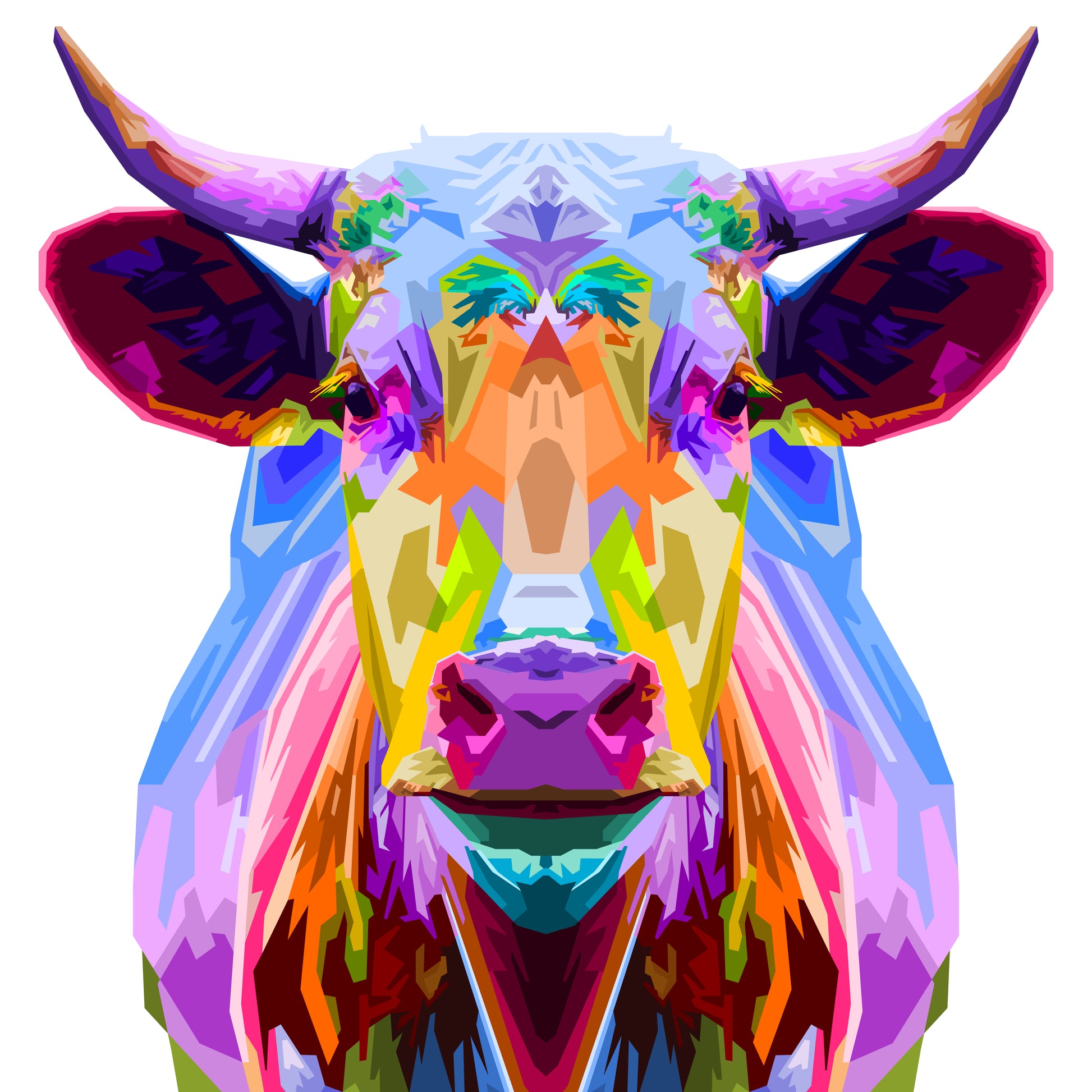 Square Canvas Colorful Cow Abstract Design High Quality Print 100% Australian Made