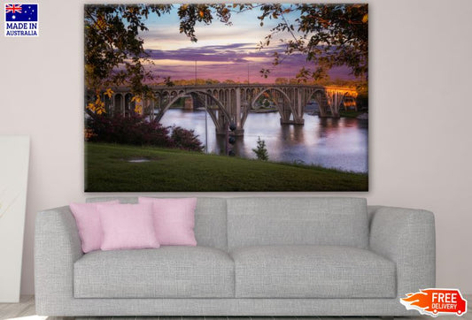 Bridge Over Lake at Sunset Photograph Print 100% Australian Made