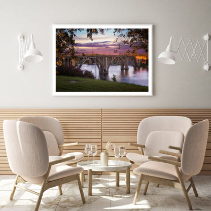 Bridge & City Sunset Photograph Home Decor Premium Quality Poster Print Choose Your Sizes