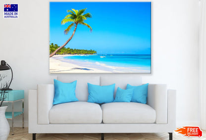 Palm Tree on Sea Beach Photorgaph Print 100% Australian Made