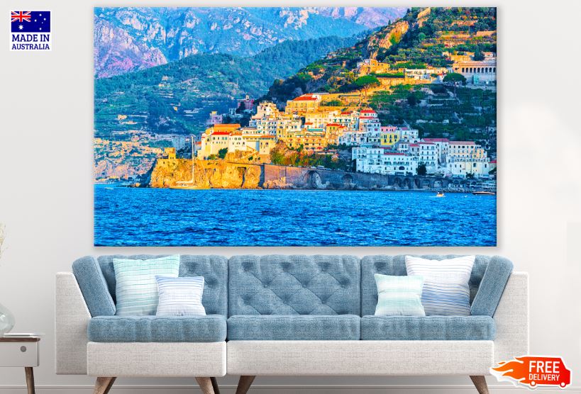 Amalfi Coast Town at Tyrrhenian Sea Photograph Print 100% Australian Made