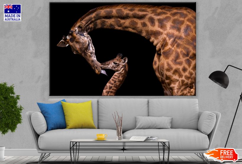 Giraffe & Baby Portrait Photograph Print 100% Australian Made
