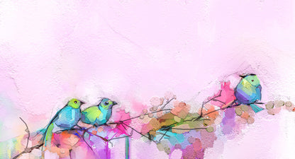 Birds on Flower Tree Painting Home Decor Premium Quality Poster Print Choose Your Sizes