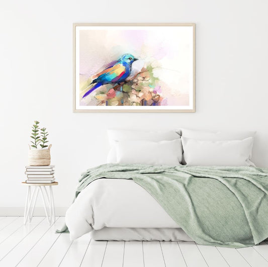 Bird on Flower Tree Watercolor Home Decor Premium Quality Poster Print Choose Your Sizes
