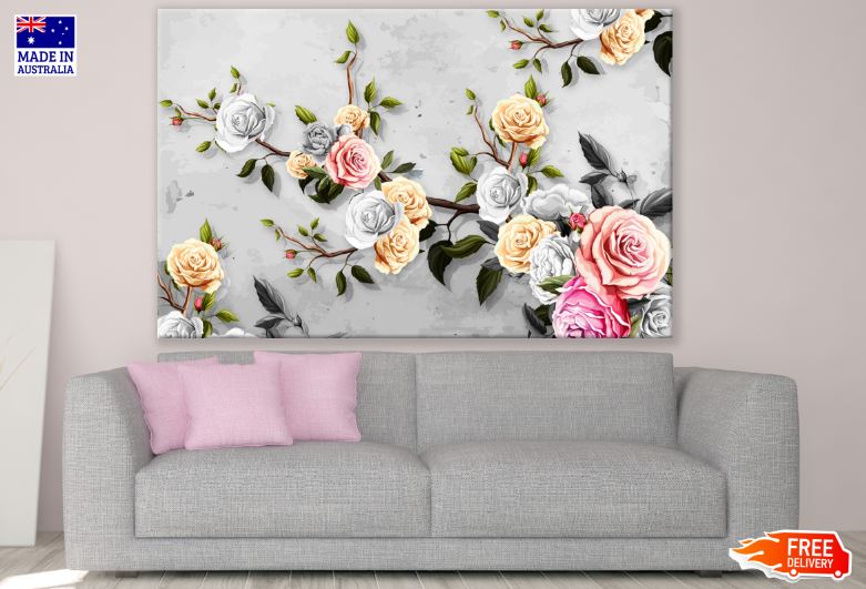 Colorful Flower Branches Painting Print 100% Australian Made