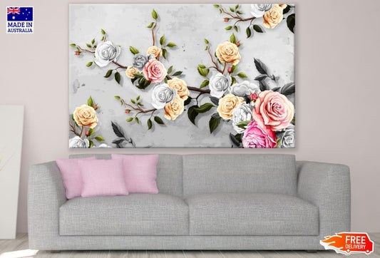 Colorful Flower Branches Painting Print 100% Australian Made