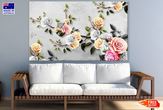 Colorful Flowers 3D Design Print 100% Australian Made