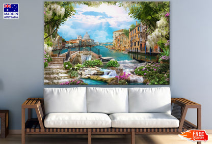 Village Digital Painting Print 100% Australian Made