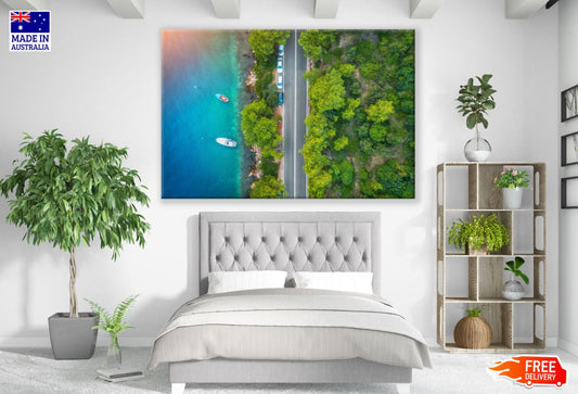 Road , Forest & Sea Aerial View Print 100% Australian Made