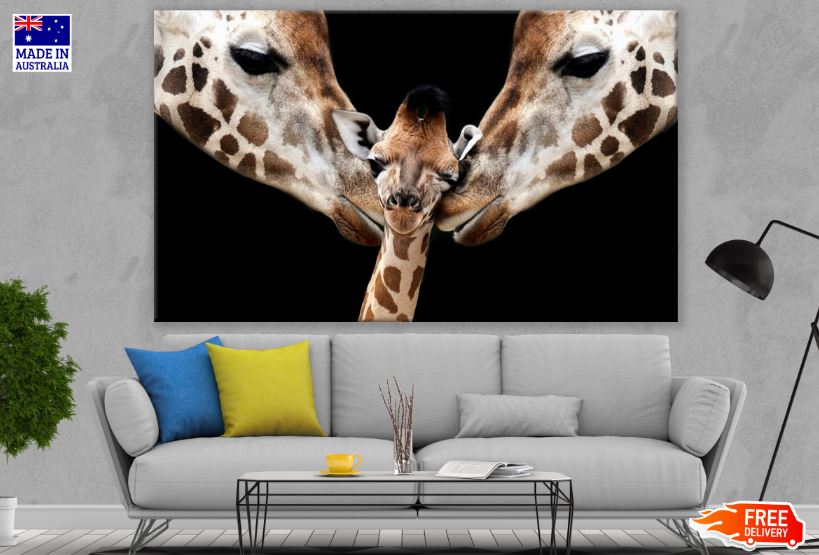 Giraffe Pair & Baby Portrait Photograph Print 100% Australian Made