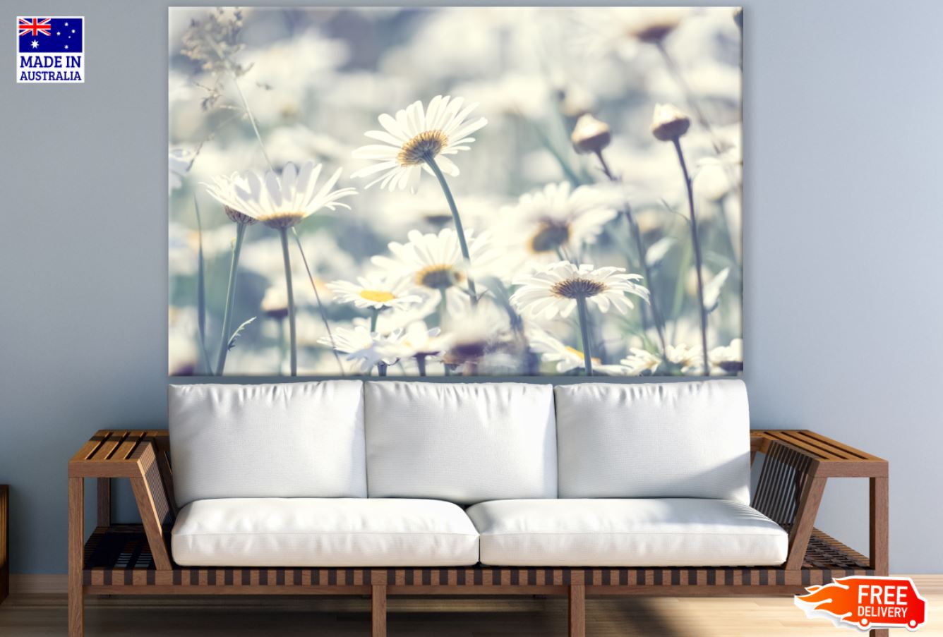 White Floral Field Photograph Print 100% Australian Made