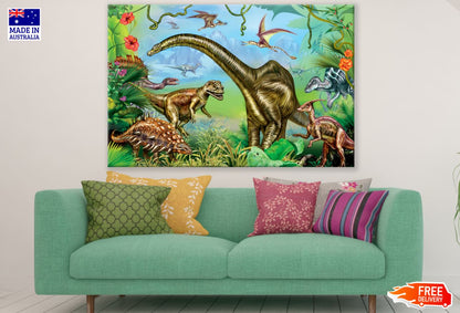 Dinosaurs Watercolor Painting Print 100% Australian Made