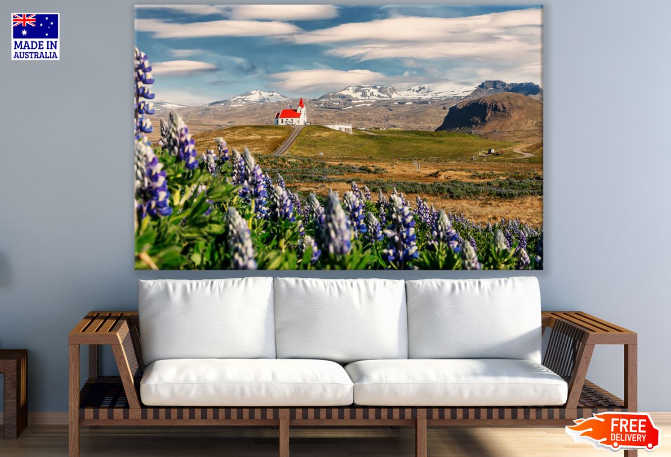 House on Meadow Scenery View Print 100% Australian Made