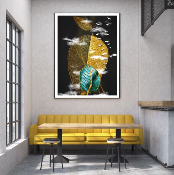 Golden Leaves Abstract Design Home Decor Premium Quality Poster Print Choose Your Sizes