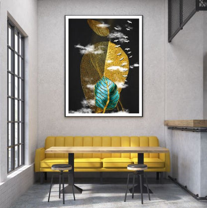Golden Leaves Abstract Design Home Decor Premium Quality Poster Print Choose Your Sizes