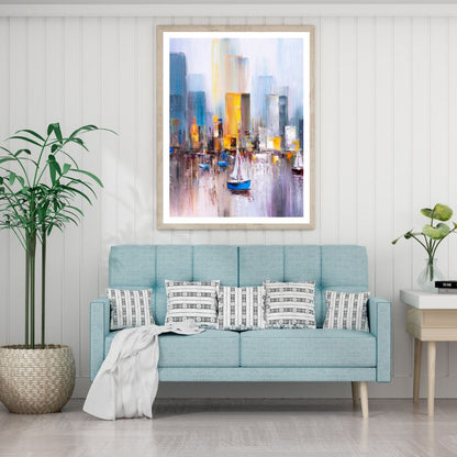 Boats on Sea Oil Painting Home Decor Premium Quality Poster Print Choose Your Sizes