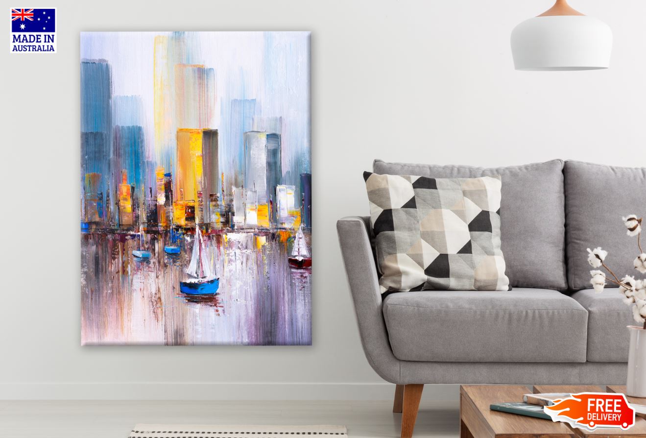 Boats on Sea Oil Painting Print 100% Australian Made