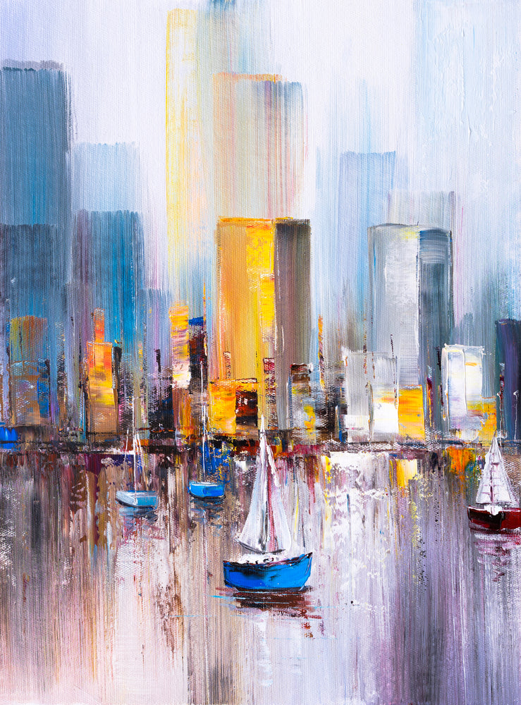 Boats on Sea Oil Painting Home Decor Premium Quality Poster Print Choose Your Sizes