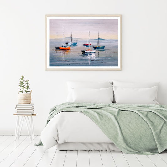 Boats on Sea Oil Painting Home Decor Premium Quality Poster Print Choose Your Sizes