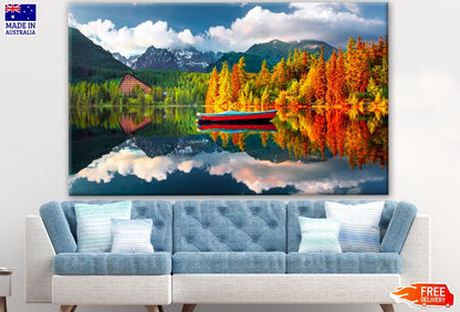 Autumn Forest Near Lake Scenery Photograph Print 100% Australian Made