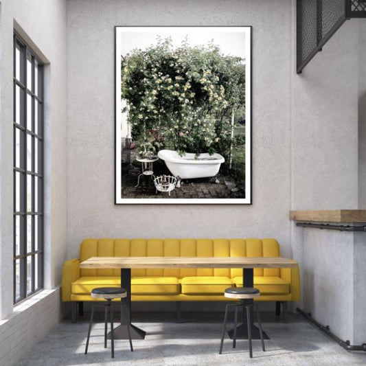 Bath Tub & Flower Tree Photograph Home Decor Premium Quality Poster Print Choose Your Sizes