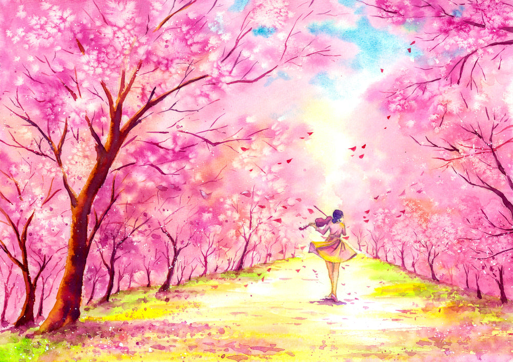 Violinist Girl in Forest Painting Home Decor Premium Quality Poster Print Choose Your Sizes