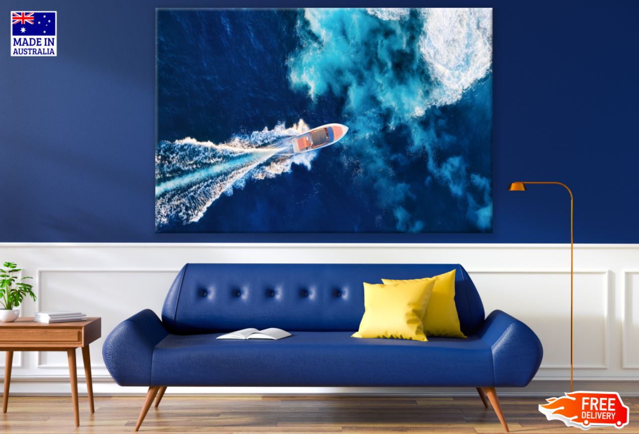 Boat on Sea Sky View Photograph Print 100% Australian Made