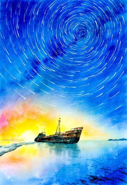 Ship on Sea Oil Painting Print 100% Australian Made