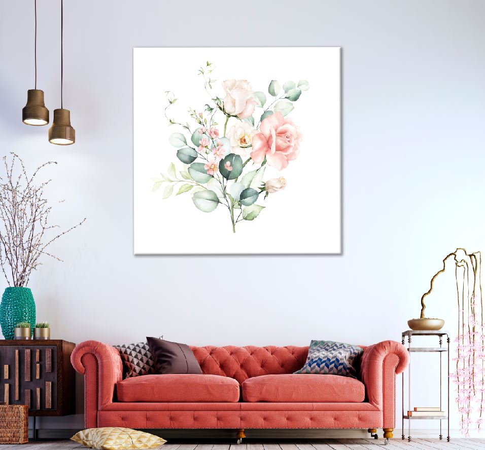 Square Canvas Rose Flowers Plant Painting High Quality Print 100% Australian Made